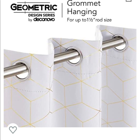 Greyish White with Gold Design 52W X 84L drapes (2 panels per package) - Picture 3 of 7